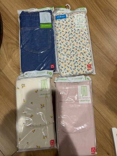 110cm pユニクロズボン4着 10部丈2 7部丈2 女の子 長ズボン 半ズボンセット