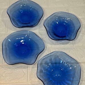 【新品】スガハラ 青の花柄皿 7枚 セザート皿