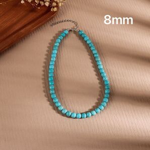 ターコイズ ネックレス チョーカー 8mm 47cmメンズ レディース ネックレス アクセサリー トルコ石 オシャレ 民族 ナホバ