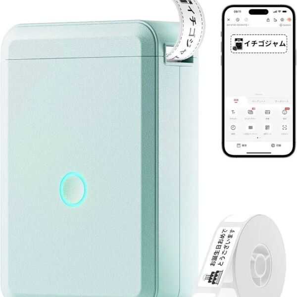 新品 NIIMBOT D110 ラベルライター スマホ対応プリンター 多機能ラベルプリンター USB充電式 (ライトグリーン)