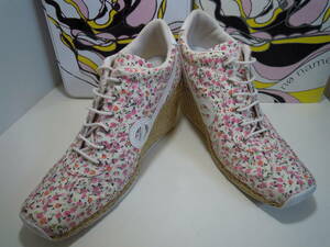 NO NAME No Name race up shoes floral print Wedge sole rare rare size 38(24.0cm)
