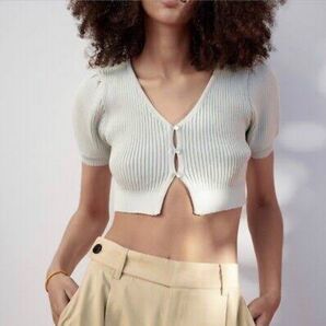 【ZARA】MINT KNIT CROP TOP