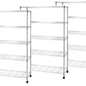 キャスター付き 5段 メタルシェルフラック シルバー