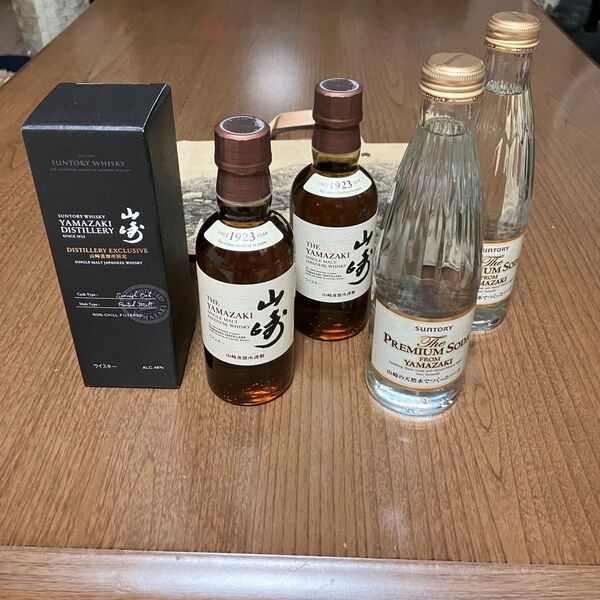山崎 ウイスキー 山崎蒸溜所限定 180ml 、他 シングルモルトウイスキー《山崎》、プレミアム ソーダ