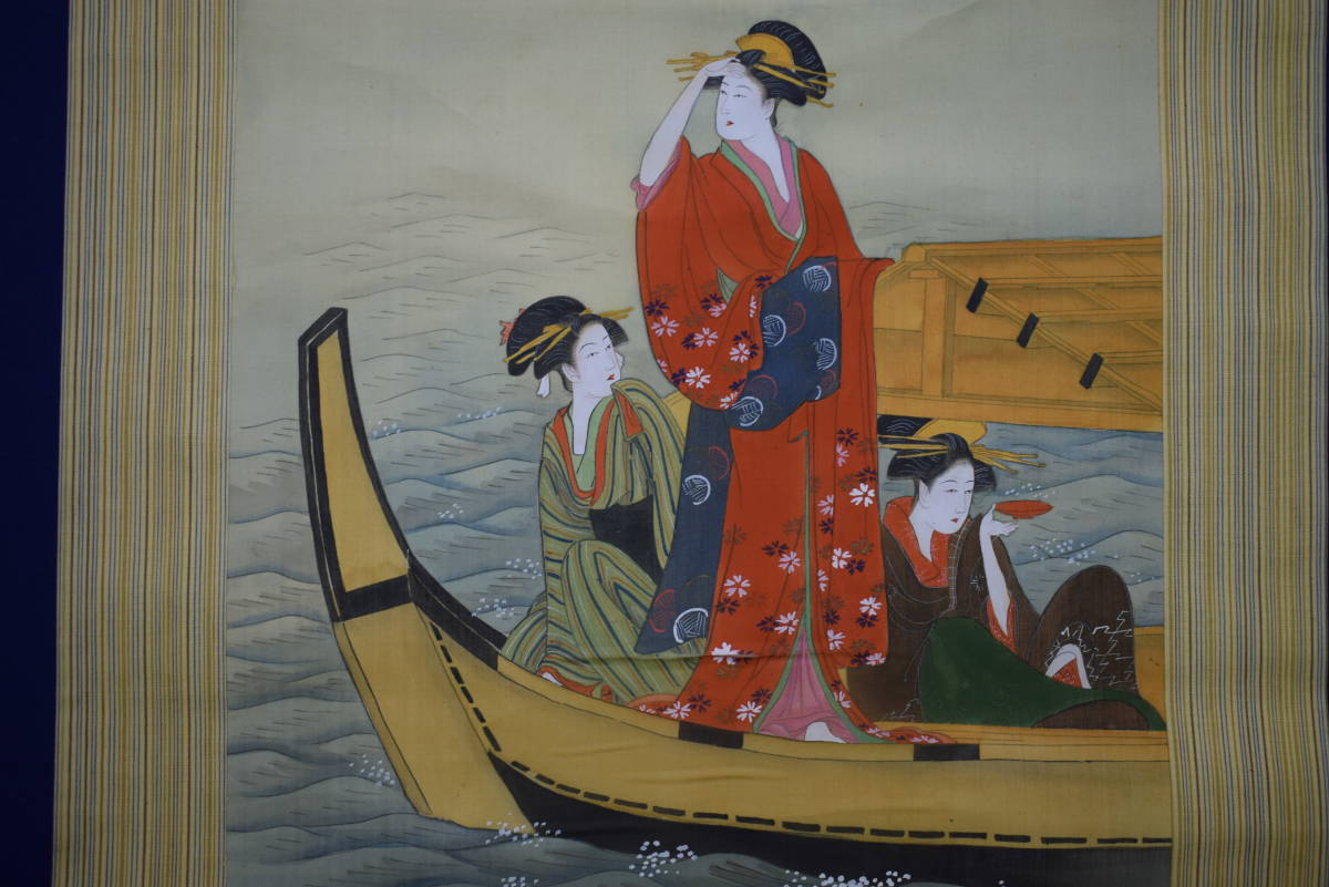 [Inconnu] // Auteur inconnu / Peinture de beauté Ukiyo-e / Navigation de plaisance / Rouleau suspendu Hotei HH-614, Peinture, Peinture japonaise, personne, Bodhisattva