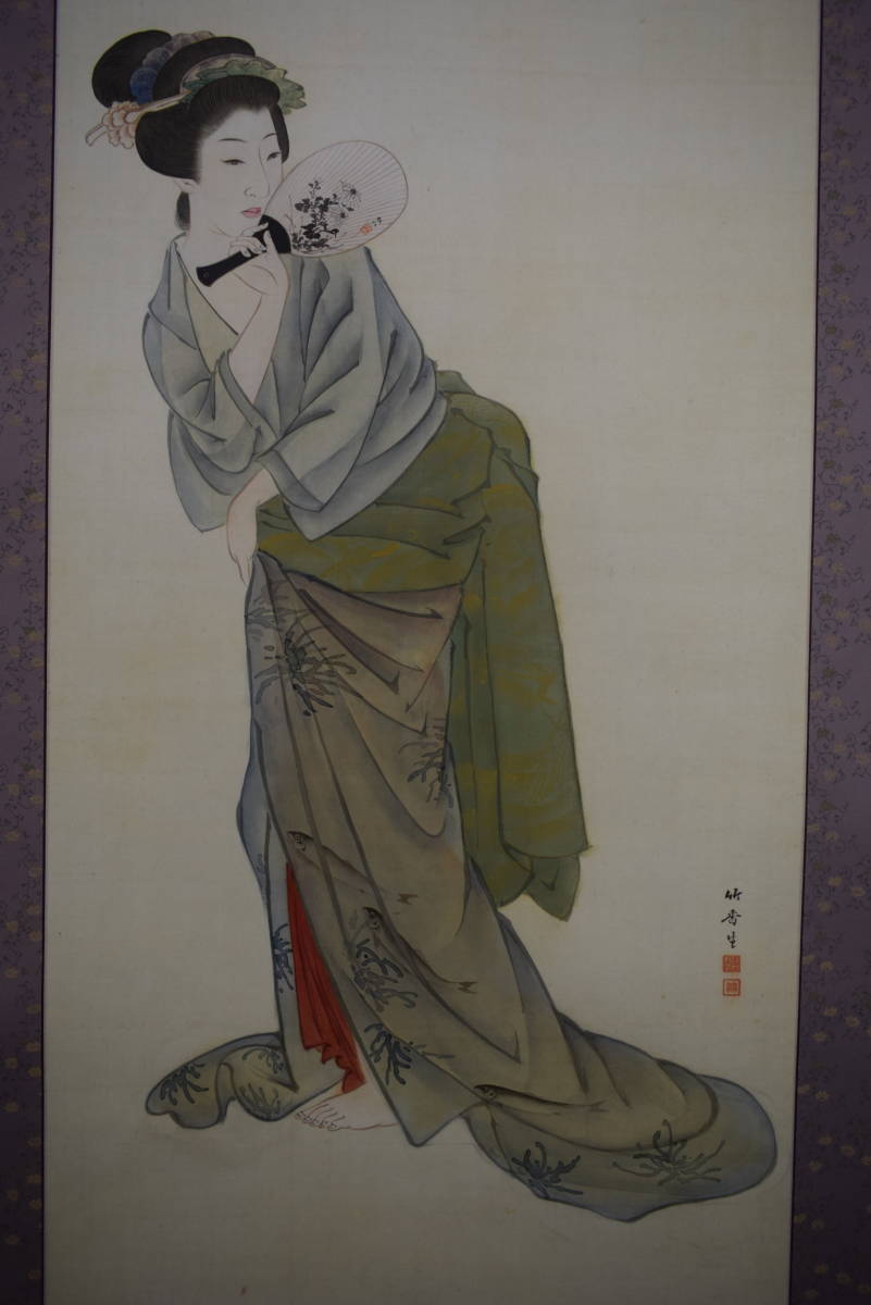 [Auténtico] // Incienso de bambú/Kiyoshi Tsukaguchi/Shokado/Pintura de belleza/Pergamino colgante Hoteiya HH-620, Cuadro, pintura japonesa, persona, Bodhisattva