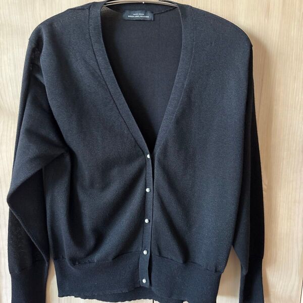 UNITED ARROWS GREEN LABEL RELAXING カーディガン 長袖 Vネック シアー ブラック フリーサイズ