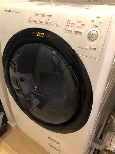 美品 SHARP 60.cm角の超コンパクトサイズ ES-S7G-WL ドラム式洗濯乾燥機 2023年購入 分解清掃済み