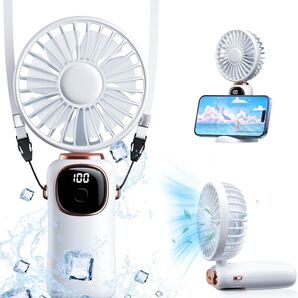 手持ち扇風機 ポータブルファン 首掛け 大風量 静音 ミニ扇風機 折りたたみ式