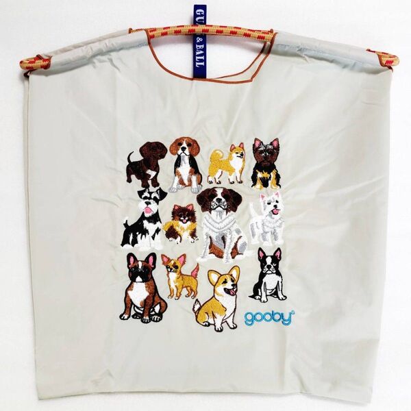 犬柄 エコバッグ 刺繍 バッグ トートバッグ シュナウザー 柴犬 コーギー チワワ お散歩バッグ グレー 新品 未使用 パグ М
