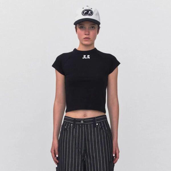 韓国 Rest&recreationショート丈 半袖 Tシャツ トップス 黒