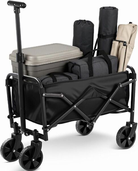 キャリーワゴン キャリーカート 自立収納 アウトドアワゴン 150kg耐荷重 コンパクト 折りたたみ