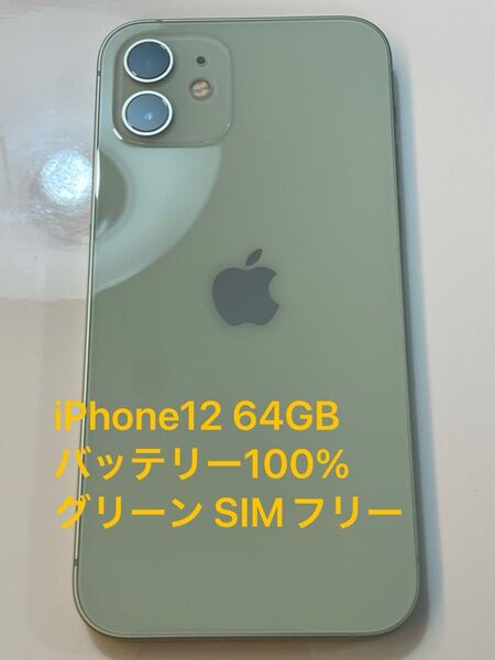 iPhone12 64GB バッテリー100% グリーン SIMフリー