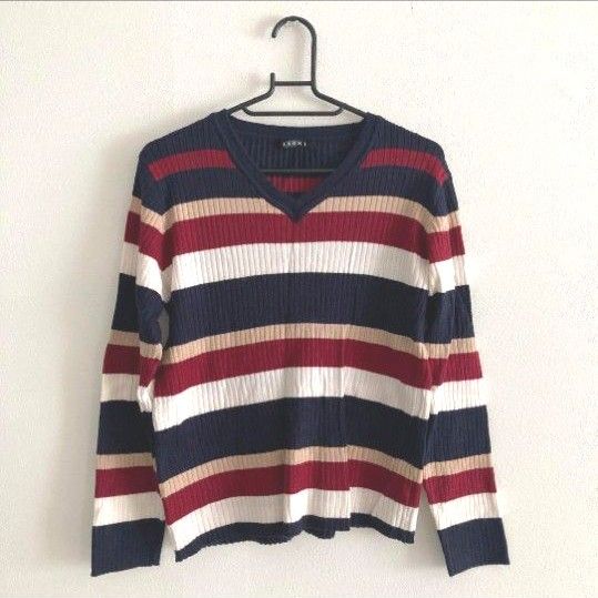 レディース ニットトップス セーター ボーダー Mサイズ 長袖セーター