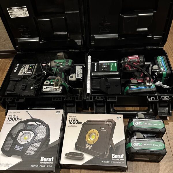 充電式インパクトドライバ WH36DC.バッテリー4個、WD.18DDL2、14.4Vバッテリー2個、ポータブルワークライトセット