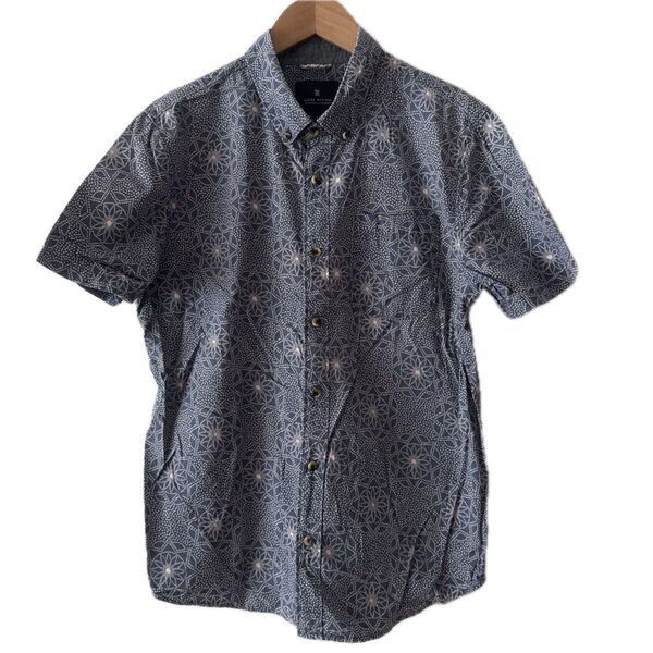 ROARK REVIVAL ロアークリバイバル メンズボタンダウン半袖シャツ USED M ネイビー