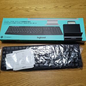 美品 logicoolワイヤレスフルサイズキーボード K375s スマホスタンド付き