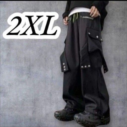 2XL カーゴパンツ ワイド ブラック ストリート オーバーサイズ Y2K