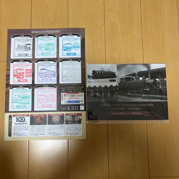 宇都宮線開業140周年記念8駅スタンプラリー 台紙付き記念硬券セット