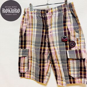 KISS MARKキスマーク チェック柄カーゴハーフパンツLサイズ ショートパンツ