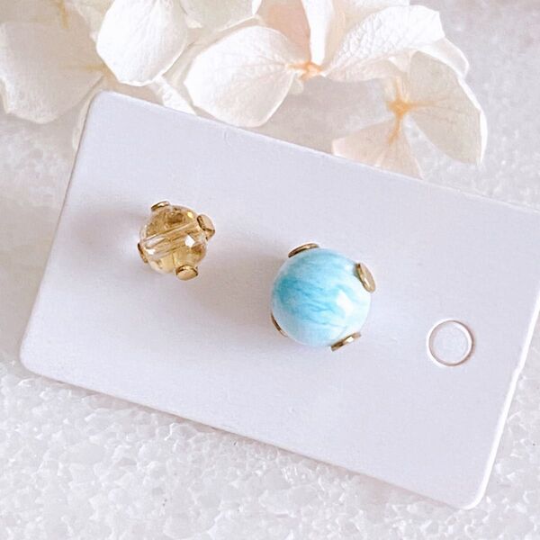 片耳ピアス 2個 一粒ピアス 天然石 サージカルステンレス
