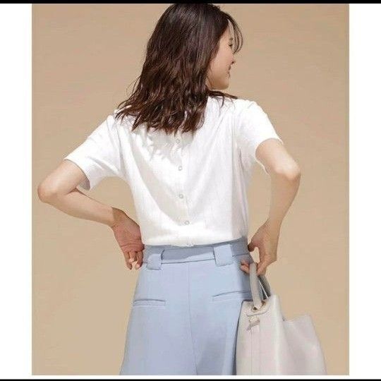 Anti Soaked RIBバックボタンTシャツnano universe 汗染み防止