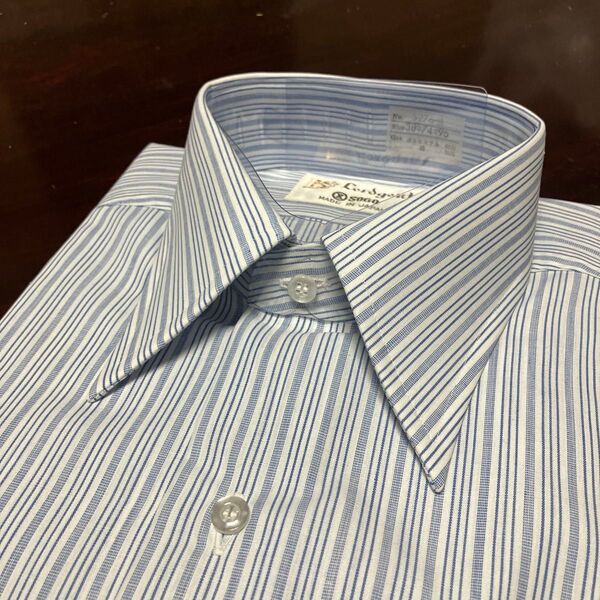 Lord gent SOGO イージーケア ブルー系×ホワイトストライプワイシャツ M(38-75) ややB品