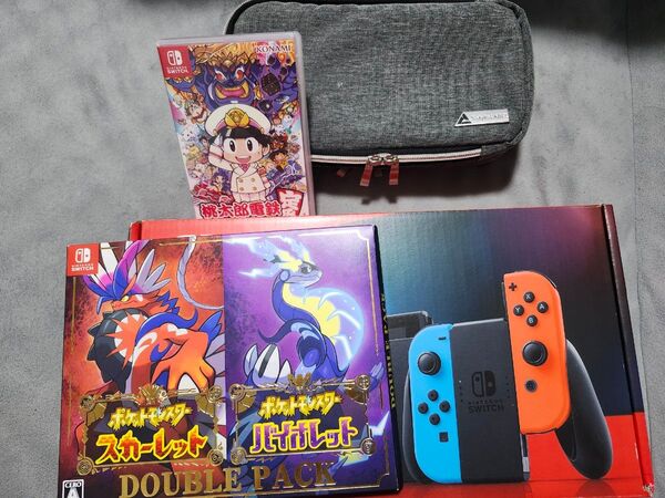 Nintendo Switch 本体 ネオンレッド ネオンブルー 箱付き ケース付き ゲーム3点付き