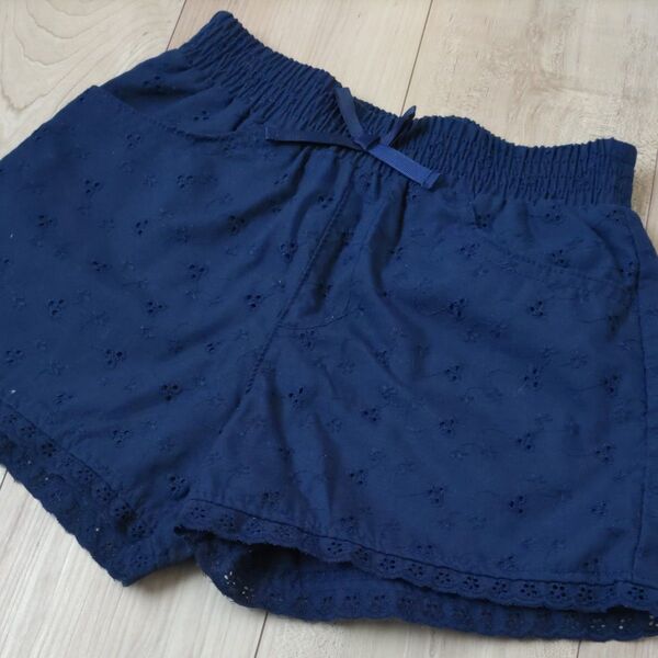 ショート パンツ ショートパンツ 紺色 花柄 140