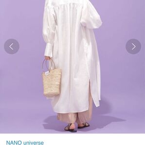 nano universe ナノユニバース リネン100% ロングワンピース 白