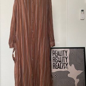 studio CLIP スタディオクリップ ストライプ柄ワンピース(ブラウン系)