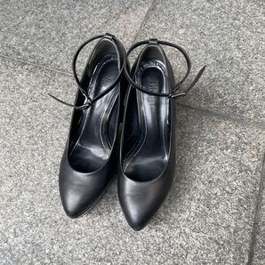 【POOL SIDE】プールサイド アンクルストラップパンプス 本革 ブラック レディース