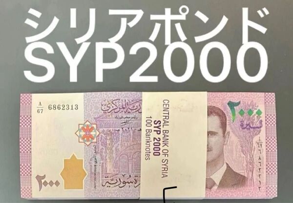 シリア2000ポンド紙幣・未使用・100枚