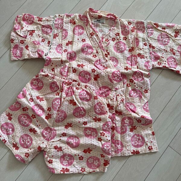 女の子 甚平 ピンク 花柄 IW キッズ 子供服 女の子 120 金魚柄 桜