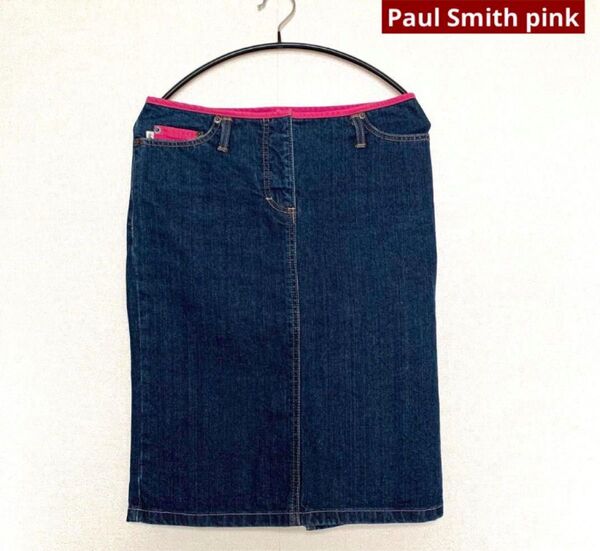 Paul Smith pink ポールスミス スリット入り デニムスカート 38