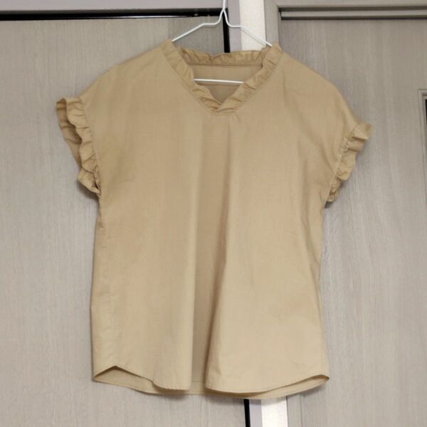 ロペピクニック フリルネックフリル袖ブラウス フレンチスリーブ 半袖シャツ M~L トップス 半袖ブラウス
