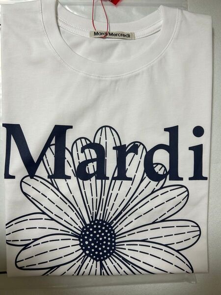 新品レギュラーサイズホワイト×ネイビー花柄TシャツMardi半袖マルディメクルディ原則当日発送