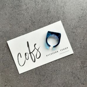 A450 【指輪の御守り】水晶 ダークブルー スクエアリング 14号