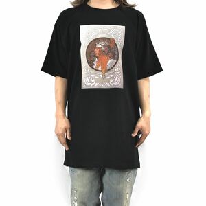 新品 大きい オーバー サイズ XXL 3XL 4XL 5XL 対応 アルフォンス ミュシャ アールヌーヴォー アート ビッグ 黒 Tシャツ ロンT パーカー 可