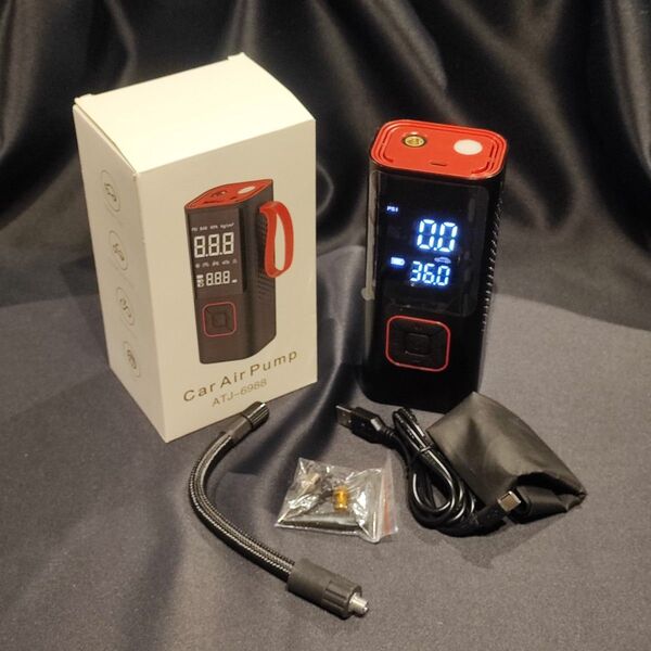 【未使用】電動空気入れ エアーポンプ 充電式 6000mAh デジタル表示