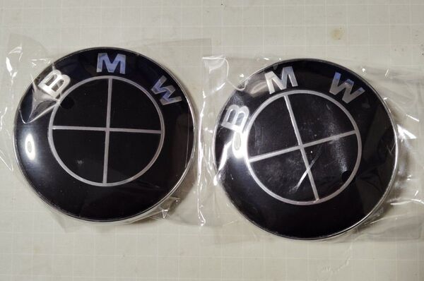 82mm2枚セット BMW ボンネットエンブレム リアエンブレム 黒