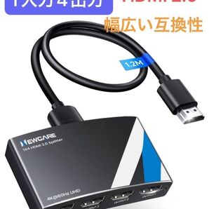 HDMI 2.0 スプリッター 1入力4出力 HDMI 分配器 4K 自動ダウンスケーリング機能