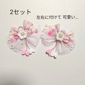 No.399 つまみ細工 七五三 髪飾り お宮参り 百日お祝い お誕生日 ハンドメイド ヘアピン