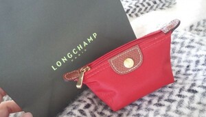  prompt decision new goods unused free shipping Long Champ LONGCHAMP * coin case pouch * red red 