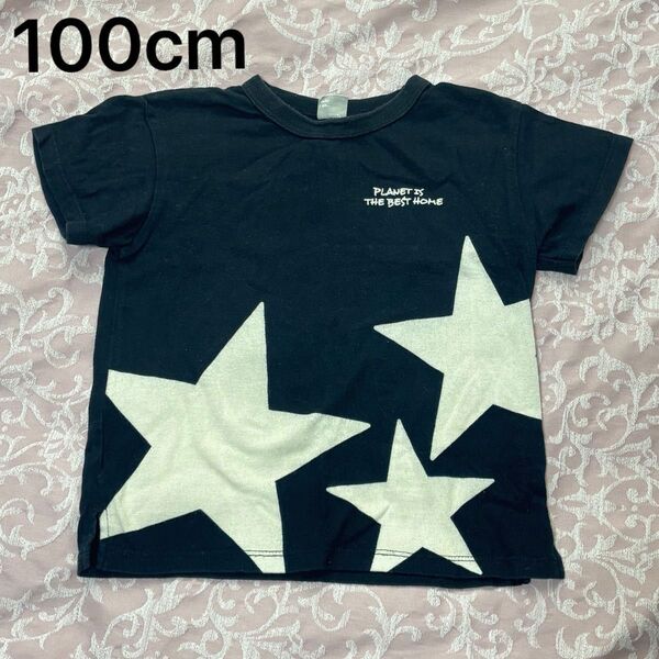 【100cm】Tシャツ 半袖 トップス ブラック 黒 星 コットン100% 綿100% キッズ 子供服 男女兼用 無記名