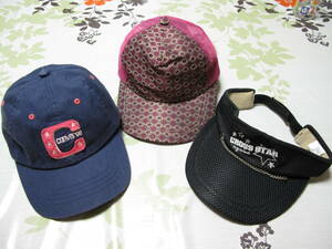 美品　３個セット　帽子　キャップ　紺　コンバース　55～57　ピンク　メッシュ　サンバイザー　黒