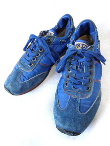 ビンテージ LEVIS リーバイス 希少 珍品 70S 80S インディゴ ブルー ナイロン スエード スニーカー シューズ 靴 オレンジ タブ レア 青 色