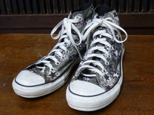 USA古着　CONVERSE ALL STAR HI US 9.5 28㎝ 黒 グレー 総柄 コンバース オールスター 