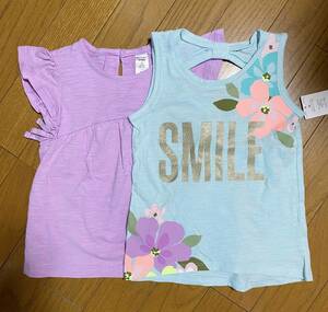  new goods 2 pieces set 105 110 * Carter*s girls short sleeves T-shirt camisole 5T girl floral print tunic Carter's frill tank top 