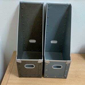 ファイルボックス 2個セット グレー ブラウン 収納ボックス 無印良品 廃盤品